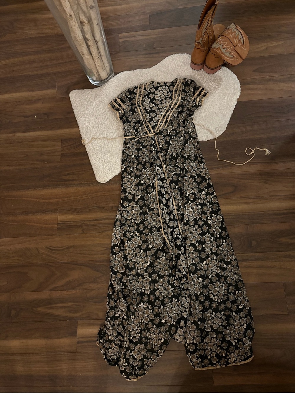 🤎VINTAGE 90s FLORAL MAXI WRAP DRESS – SIZE S